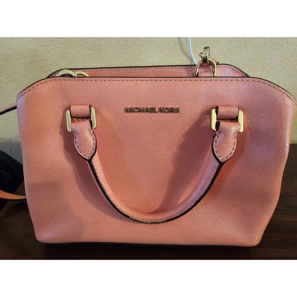 Michael Kors Savannah Peach Leather small Satchel crossbody - Picture 2 of 4